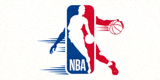 NBA美国职业篮球联赛标志 - 著名的红蓝白篮球运动员剪影
